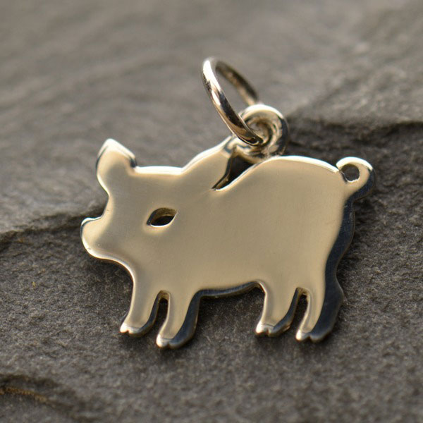 Sterling Silver Pig Charm - Animal Charms