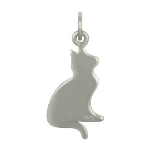 Sterling Silver Cat Charm - Pet Charm 23x10mm