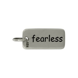 Sterling Silver Word Charm - Fearless 18x7mm
