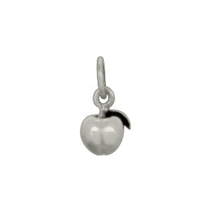 Sterling Silver Apple Charm - Food Charm 12x6mm