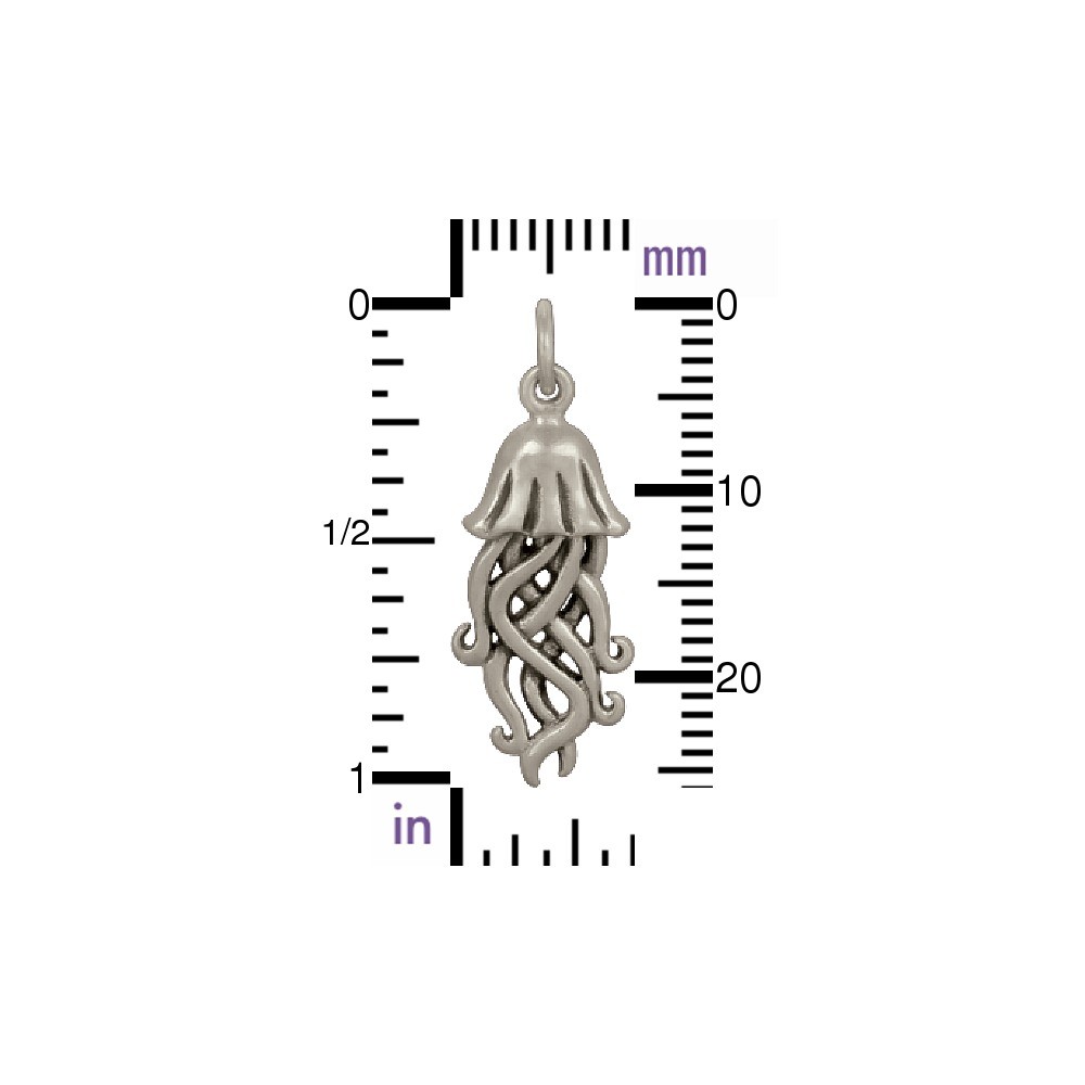 Sterling Silver Jellyfish Charm - Beach Charm 26x10mm