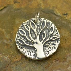 Silver Ancient Coin Charm - Tree Charm 20x16mm DISCONTINUED