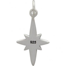 Sterling Silver North Star Compass Charm 22x11mm