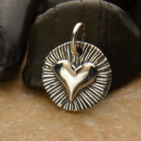 Sterling Silver Radiant Heart Charm - Small 14x10mm