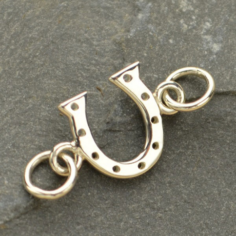 Sterling Silver Charm Links - Lucky Horseshoe 9x15mm