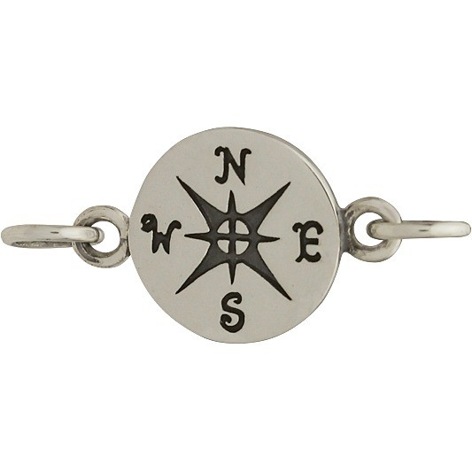 Sterling Silver Charm Links - Compass 10x16mm