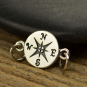 Sterling Silver Charm Links - Compass 10x16mm