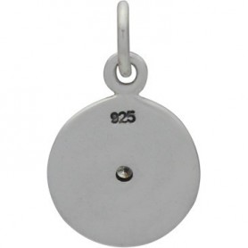 Sterling Silver Compass Charm with Geniune Diamond 16x10mm