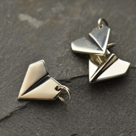 Sterling Silver Paper Airplane Charm 15x11mm