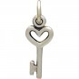 Sterling Silver Heart Key Charm - Tiny 18x6mm