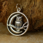 Sterling Silver Moon Charm with Owl - Openwork 23x17mm