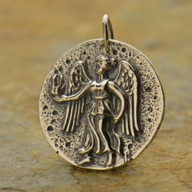 Sterling Silver Ancient Coin Charm - Angel 23x19mm
