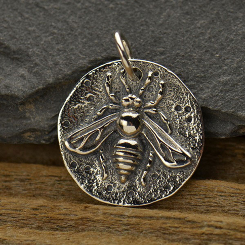  Sterling Silver Ancient Coin Charm - Bee 19x16mm