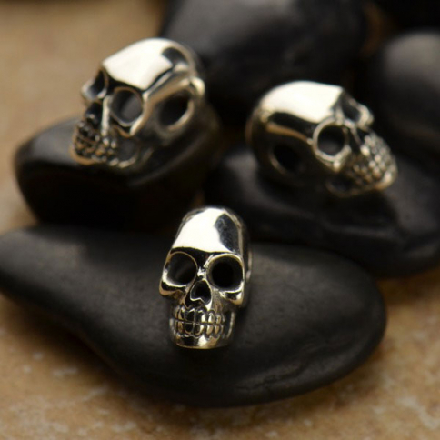 Sterling Silver Beads - Small Skull 10x6mm