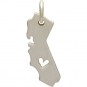 Silver State Charm - California State with Heart 17x11mm