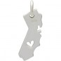 Silver State Charm - California State with Heart 17x11mm