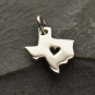 Sterling Silver State Charm - Texas State with Heart 15x11mm