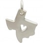 Sterling Silver State Charm - Texas State with Heart 15x11mm