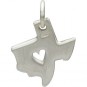 Sterling Silver State Charm - Texas State with Heart 15x11mm