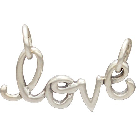  Jewelry Supplies - Cursive Love Pendant Silver Link 9x17mm