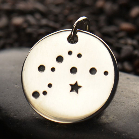 Sterling Silver Zodiac Charm Constellation Aquarius 18x15mm