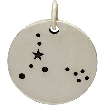 Sterling Silver Zodiac Charms - Constellation Pisces 18x15mm