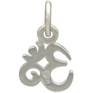 Sterling Silver Om Charm - Tiny 13x7mm