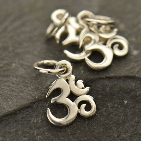 Sterling Silver Om Charm - Tiny 13x7mm
