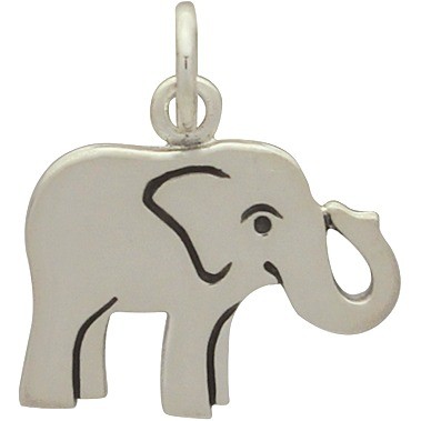 Sterling Silver Baby Elephant Charm - Animal Charms 16x14mm