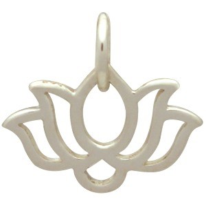Sterling Silver Wide Lotus Charm - Tiny 12x12mm
