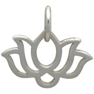 Sterling Silver Wide Lotus Charm - Tiny 12x12mm