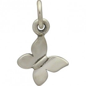 Sterling Silver Butterfly Charm - Tiny 12x10mm