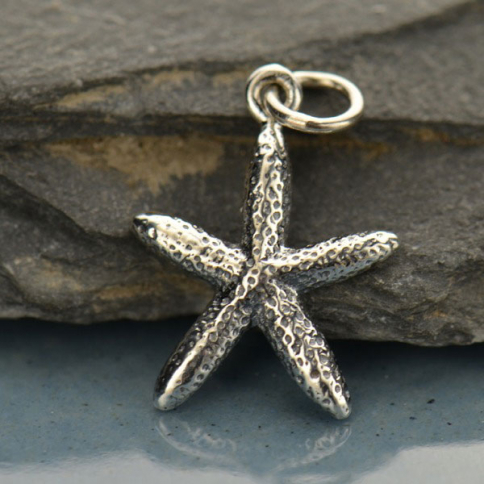 Sterling Silver Starfish Charm - Beach Charm 20x13mm