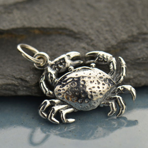 Sterling Silver Crab Charm Beach Charm 14x16mm