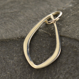Sterling Silver Abstract Teardrop Pendant - Small 17x10mm