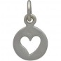 Sterling Silver Tiny Round Charm with Heart Cutout 14x8mm