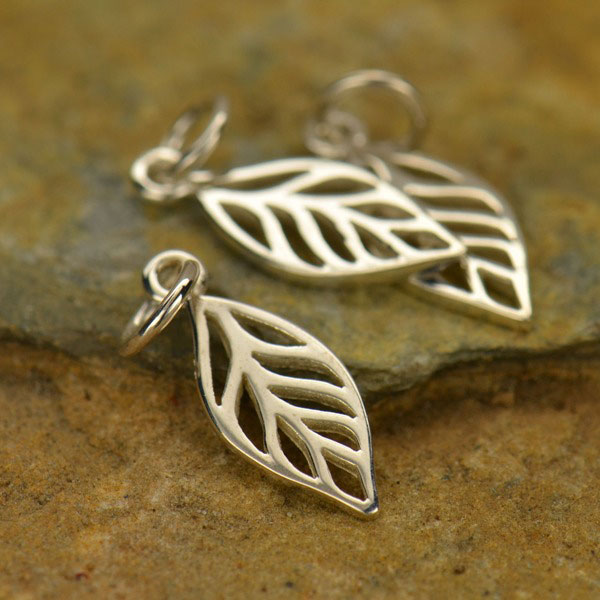 Sterling Silver Tiny Leaf Charm 19x6mm - Product Details | Nina Designs