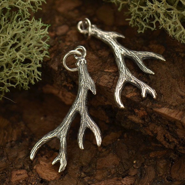 5pcs Vintage silver Alloy Antler Horn Branch Pendant Charms Jewelry DIY Crafts