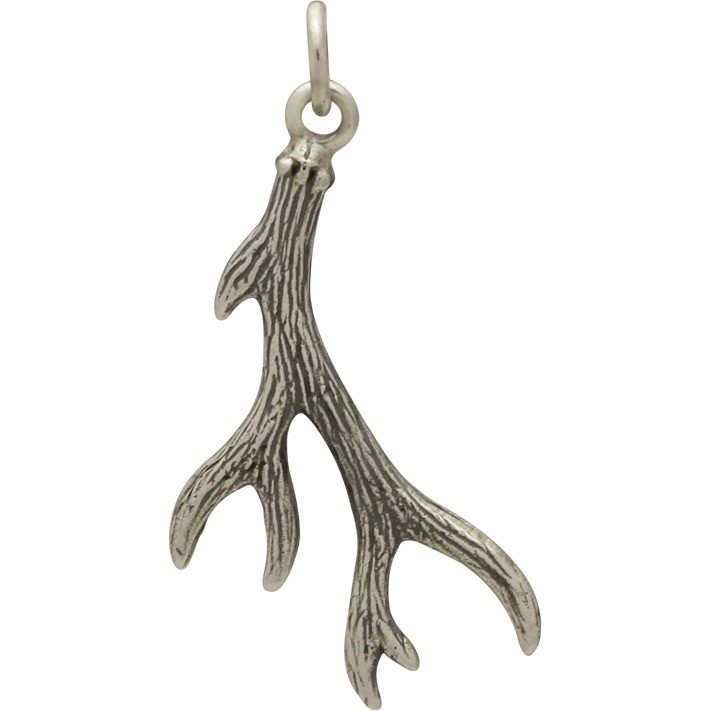 Sterling Silver Small Deer Antler Charm 30x16mm