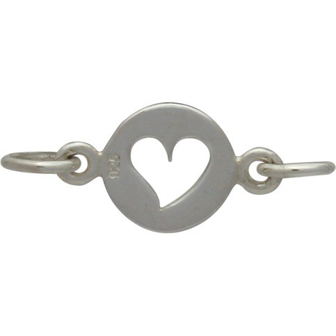 Sterling Silver Heart Cutout Charm Link 10x14mm