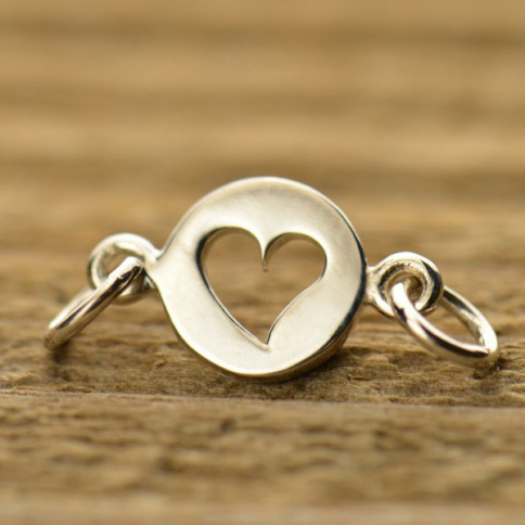 Sterling Silver Heart Cutout Charm Link 10x14mm
