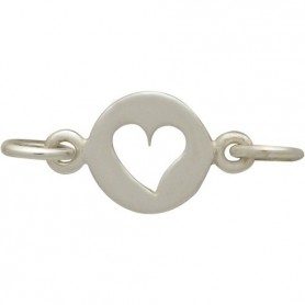 Sterling Silver Heart Cutout Charm Link 10x14mm