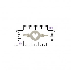 Sterling Silver Heart Cutout Charm Link 10x14mm