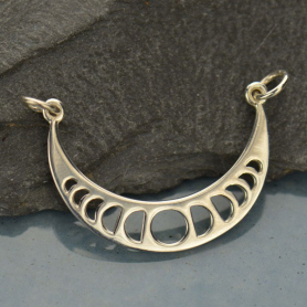 Jewelry Supplies - Moon Phases Pendant Silver Links 22x27mm