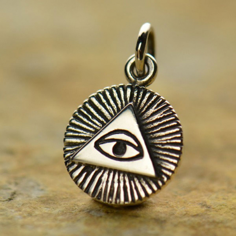 Sterling Silver All-Seeing Eye Charm 16x10mm