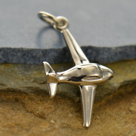 Sterling Silver Airplane Charm 25x12mm