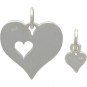 Sterling Silver Heart Charm with Heart Cutout and Heart Set
