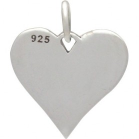 Sterling Silver Heart Charm with Etched Footprints 16x14mm