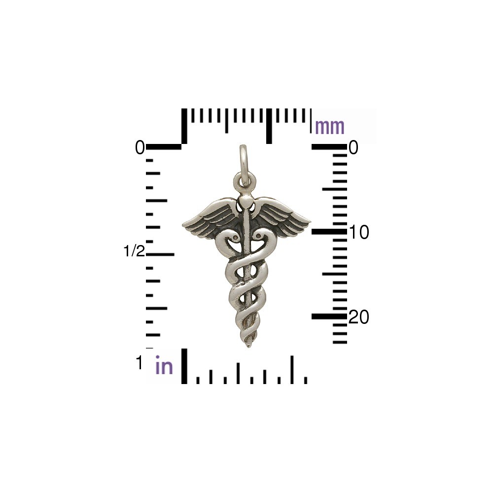 Sterling Silver Medical Staff Charm 26x16mm