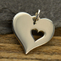 Sterling Silver Heart Charm with One Heart Cutout 17x13mm